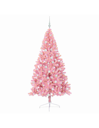 Albero di Natale artificiale con luci integrate Rosa 180 cm PVC