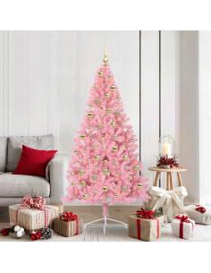 Albero di Natale artificiale con luci integrate Rosa 180 cm PVC 2