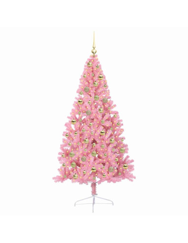 Albero di Natale artificiale con luci integrate Rosa 180 cm PVC