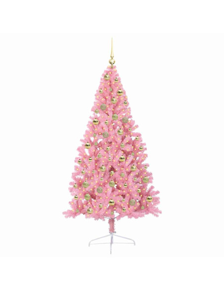 Albero di Natale artificiale con luci integrate Rosa 180 cm PVC