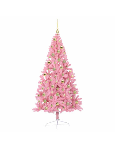 Albero di Natale artificiale con luci integrate Rosa 180 cm PVC