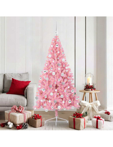 Albero di Natale artificiale con luci integrate Rosa 180 cm PVC