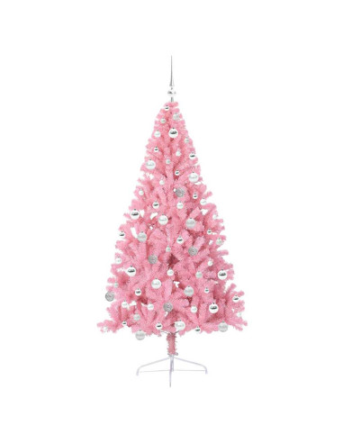 Albero di Natale artificiale con luci integrate Rosa 180 cm PVC