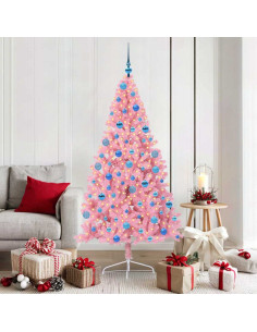 Albero di Natale artificiale con luci integrate Rosa 180 cm PVC 2