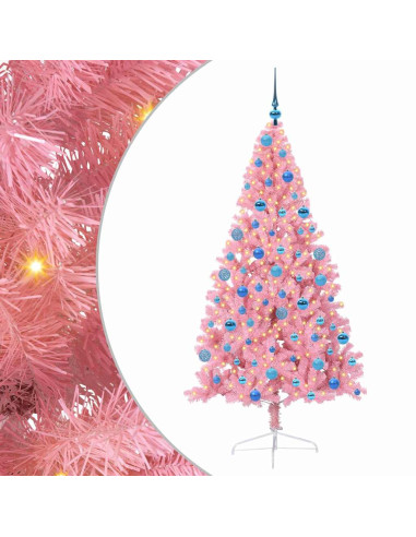 Albero di Natale artificiale con luci integrate Rosa 180 cm PVC