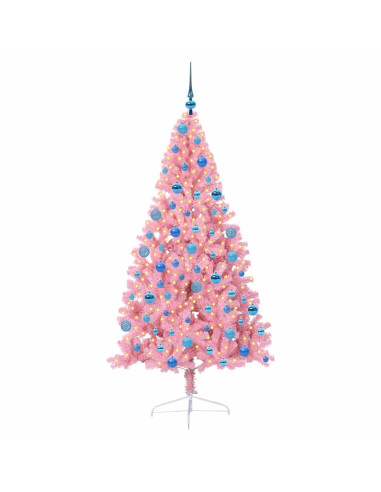 Albero di Natale artificiale con luci integrate Rosa 180 cm PVC