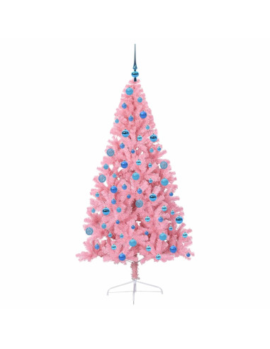 Albero di Natale artificiale con luci integrate Rosa 180 cm PVC