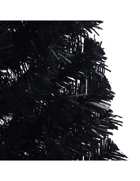 Albero di Natale artificiale con luci integrate Nero 150 cm PVC