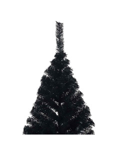 Albero di Natale artificiale con luci integrate Nero 180 cm PVC 2