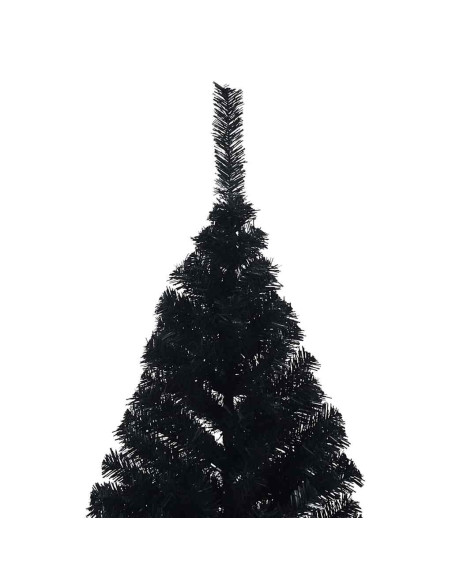 Albero di Natale artificiale con luci integrate Nero 180 cm PVC