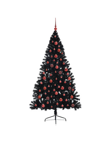 Albero di Natale artificiale con luci integrate Nero 180 cm PVC