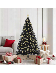 Albero di Natale artificiale con luci integrate Nero 180 cm PVC 2