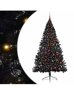 Albero di Natale artificiale con luci integrate Nero 210 cm PVC 2
