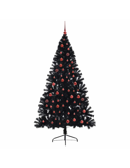 Albero di Natale artificiale con luci integrate Nero 210 cm PVC