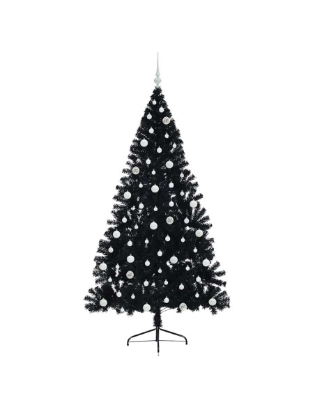 Albero di Natale artificiale con luci integrate Nero 210 cm PVC