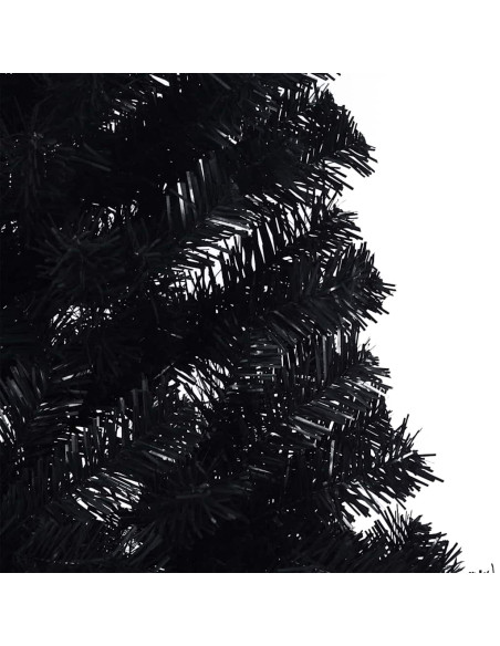 Albero di Natale artificiale con luci integrate Nero 210 cm PVC