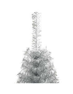 Albero di Natale artificiale con luci integrate Argento 120 cm 2