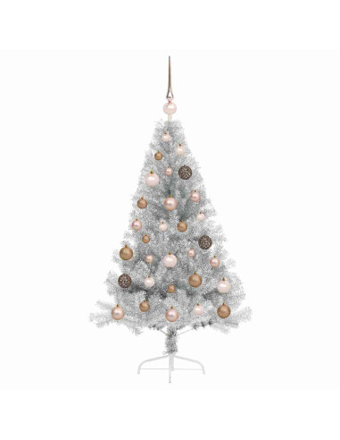 Albero di Natale artificiale con luci integrate Argento 120 cm
