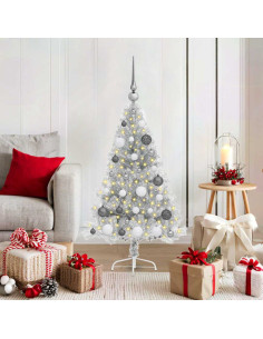 Albero di Natale artificiale con luci integrate Argento 120 cm 2