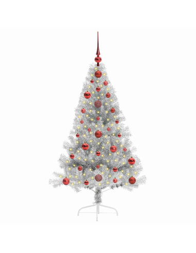 Albero di Natale artificiale con luci integrate Argento 120 cm