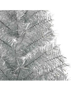 Albero di Natale artificiale con luci integrate Argento 120 cm 2
