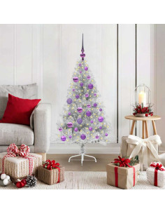 Albero di Natale artificiale con luci integrate Argento 120 cm 2