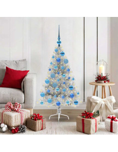 Albero di Natale artificiale con luci integrate Argento 120 cm 2
