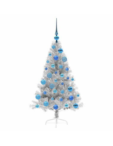Albero di Natale artificiale con luci integrate Argento 120 cm