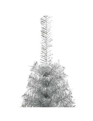 Albero di Natale artificiale con luci integrate Argento 150 cm