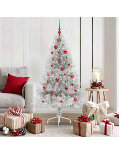 Albero di Natale artificiale con luci integrate Argento 150 cm 2