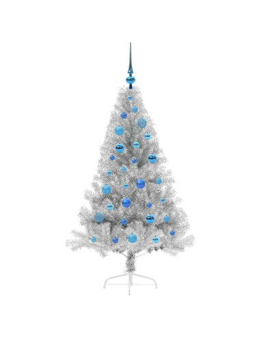 Albero di Natale artificiale con luci integrate Argento 150 cm