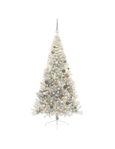 Albero di Natale artificiale con luci integrate Argento 210 cm