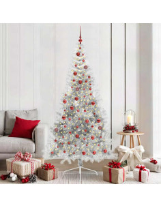 Albero di Natale artificiale con luci integrate Argento 210 cm 2