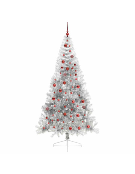 Albero di Natale artificiale con luci integrate Argento 210 cm