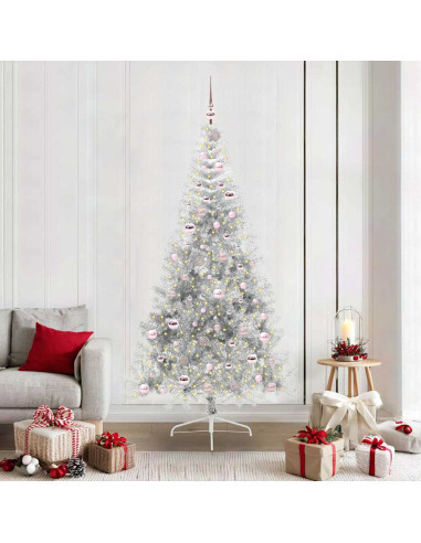 Albero di Natale artificiale con luci integrate Argento 210 cm