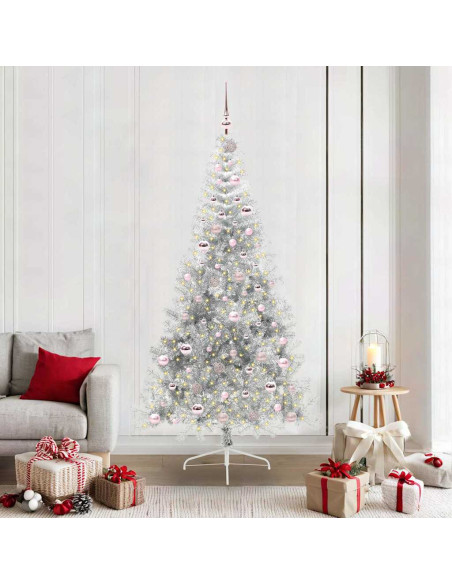 Albero di Natale artificiale con luci integrate Argento 210 cm