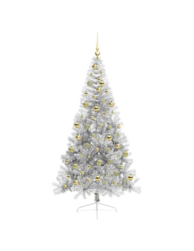 Albero di Natale artificiale con luci integrate Argento 210 cm