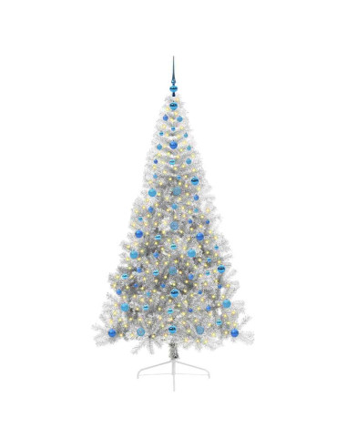Albero di Natale artificiale con luci integrate Argento 210 cm