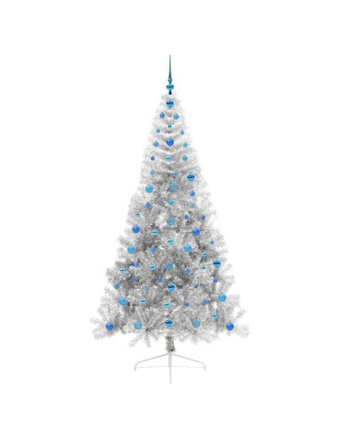 Albero di Natale artificiale con luci integrate Argento 210 cm