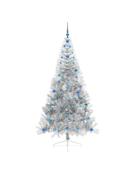 Albero di Natale artificiale con luci integrate Argento 210 cm