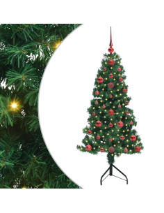 Albero di Natale Artificiale Angolare con 150 LED Verde 120 cm 2