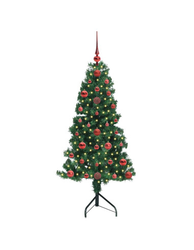 Albero di Natale Artificiale Angolare con 150 LED Verde 120 cm