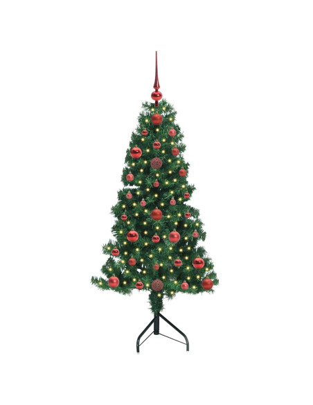 Albero di Natale Artificiale Angolare con 150 LED Verde 120 cm