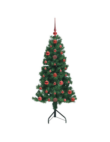 Albero di Natale Artificiale Angolare con 150 LED Verde 120 cm