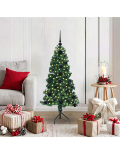 Albero di Natale Artificiale Angolare con 150 LED Verde 120 cm 2