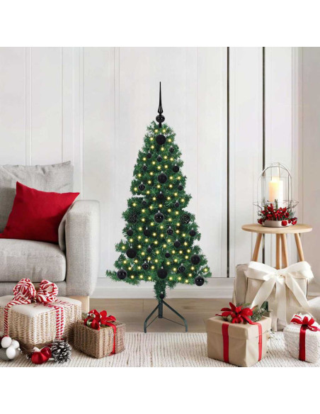 Albero di Natale Artificiale Angolare con 150 LED Verde 120 cm