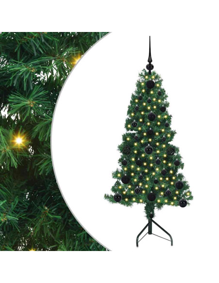 Albero di Natale Artificiale Angolare con 150 LED Verde 120 cm
