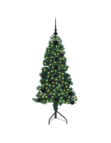 Albero di Natale Artificiale Angolare con 150 LED Verde 120 cm