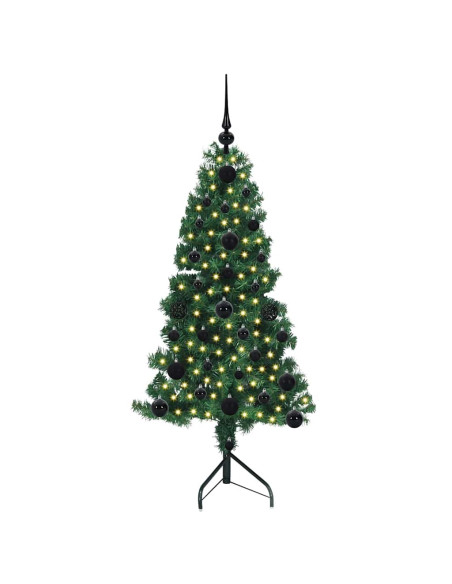 Albero di Natale Artificiale Angolare con 150 LED Verde 120 cm