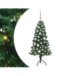 Albero di Natale Artificiale Angolare con 150 LED Verde 120 cm 2